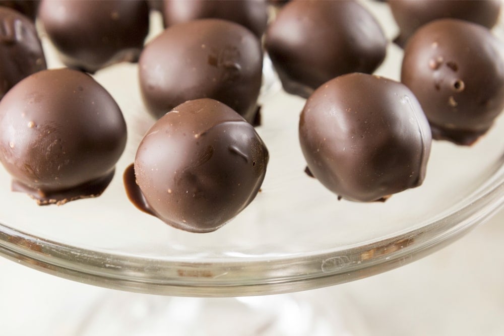 Truffles rest on a platter.