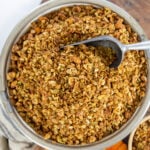 A serving bowl full of granola.