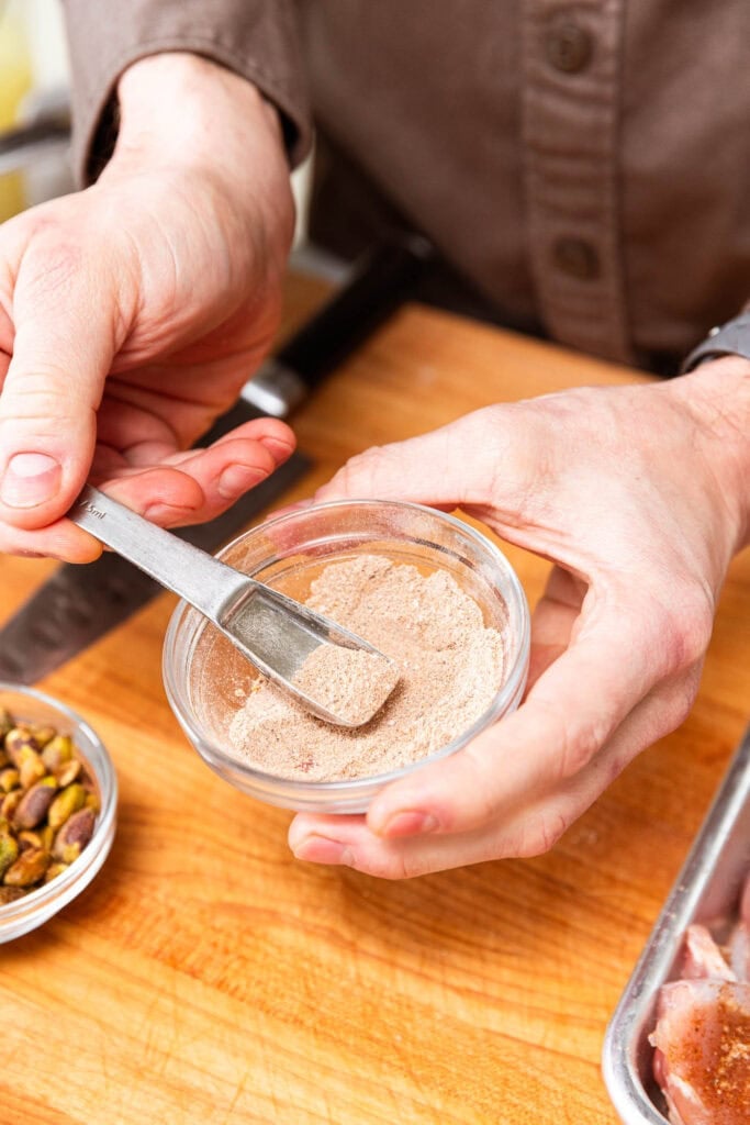 Spice rub for chicken rice pilaf.