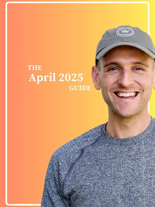 Kaleb Wyse standing in front of yellow to orange ombre background with the words "The April 2025 Guide".