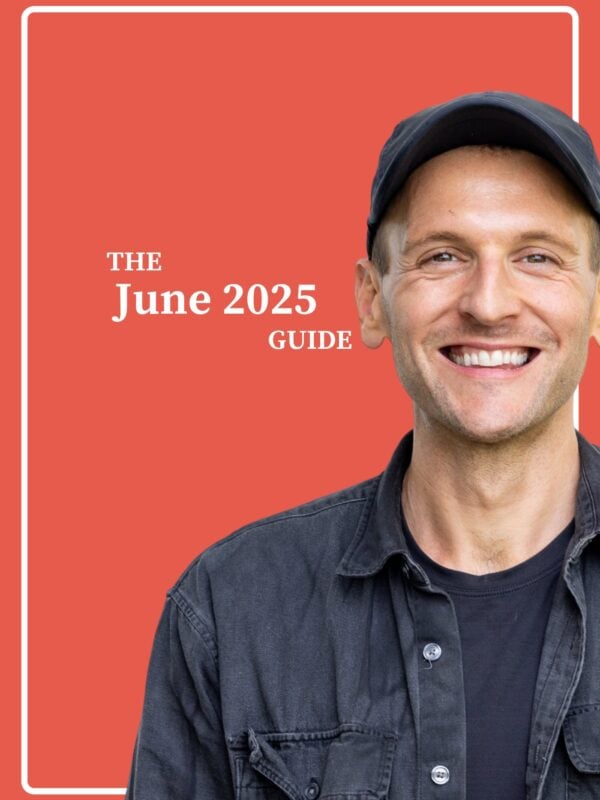 Kaleb Wyse standing in front of red background with the words "The June 2025 Guide".