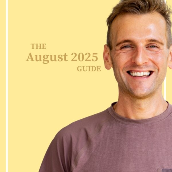Kaleb Wyse standing in front of yellow background with the words "The August 2025 Guide".