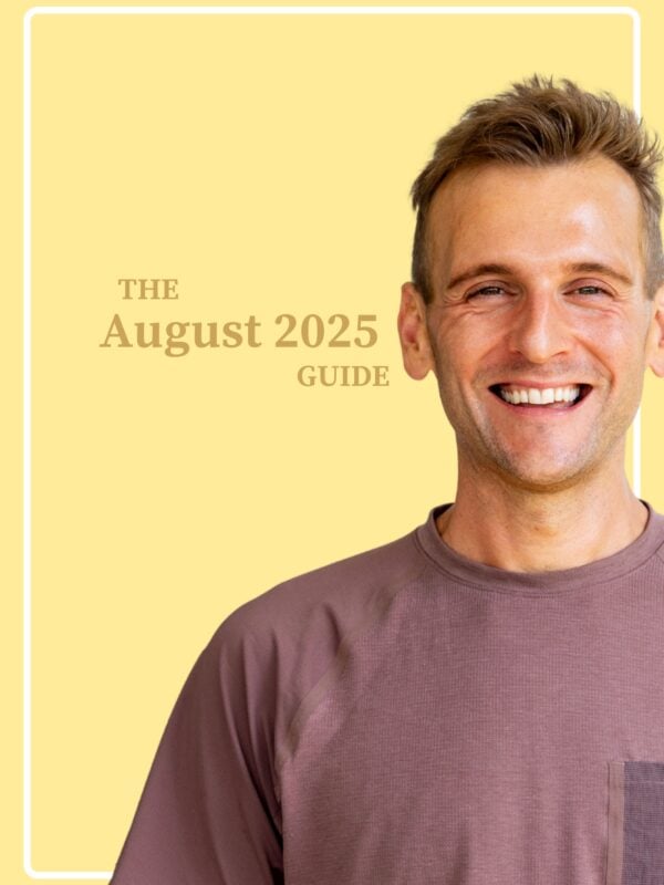 Kaleb Wyse standing in front of yellow background with the words "The August 2025 Guide".