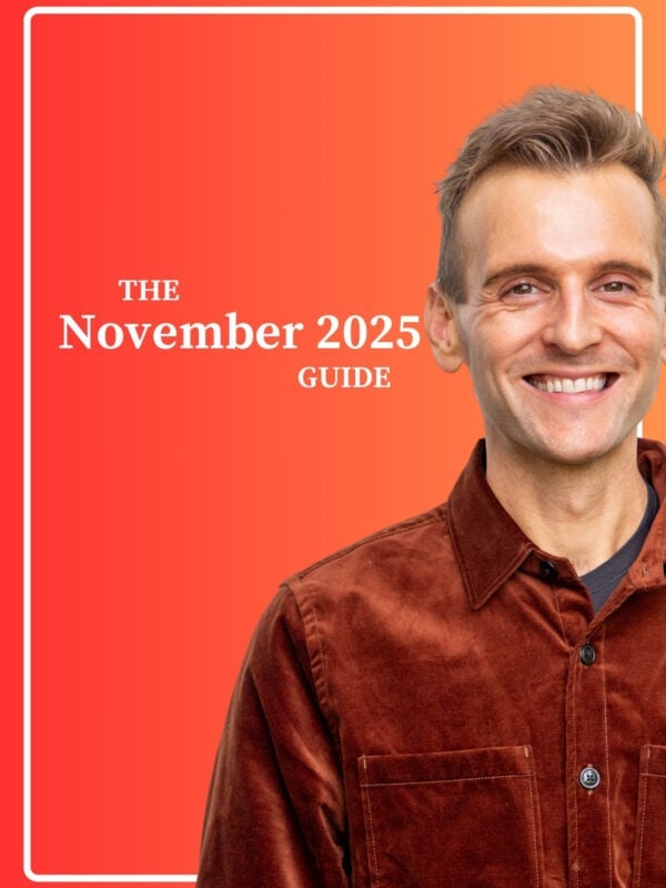 Ombre orange to red background with Kaleb Wyse with words "The November 2025 Guide".