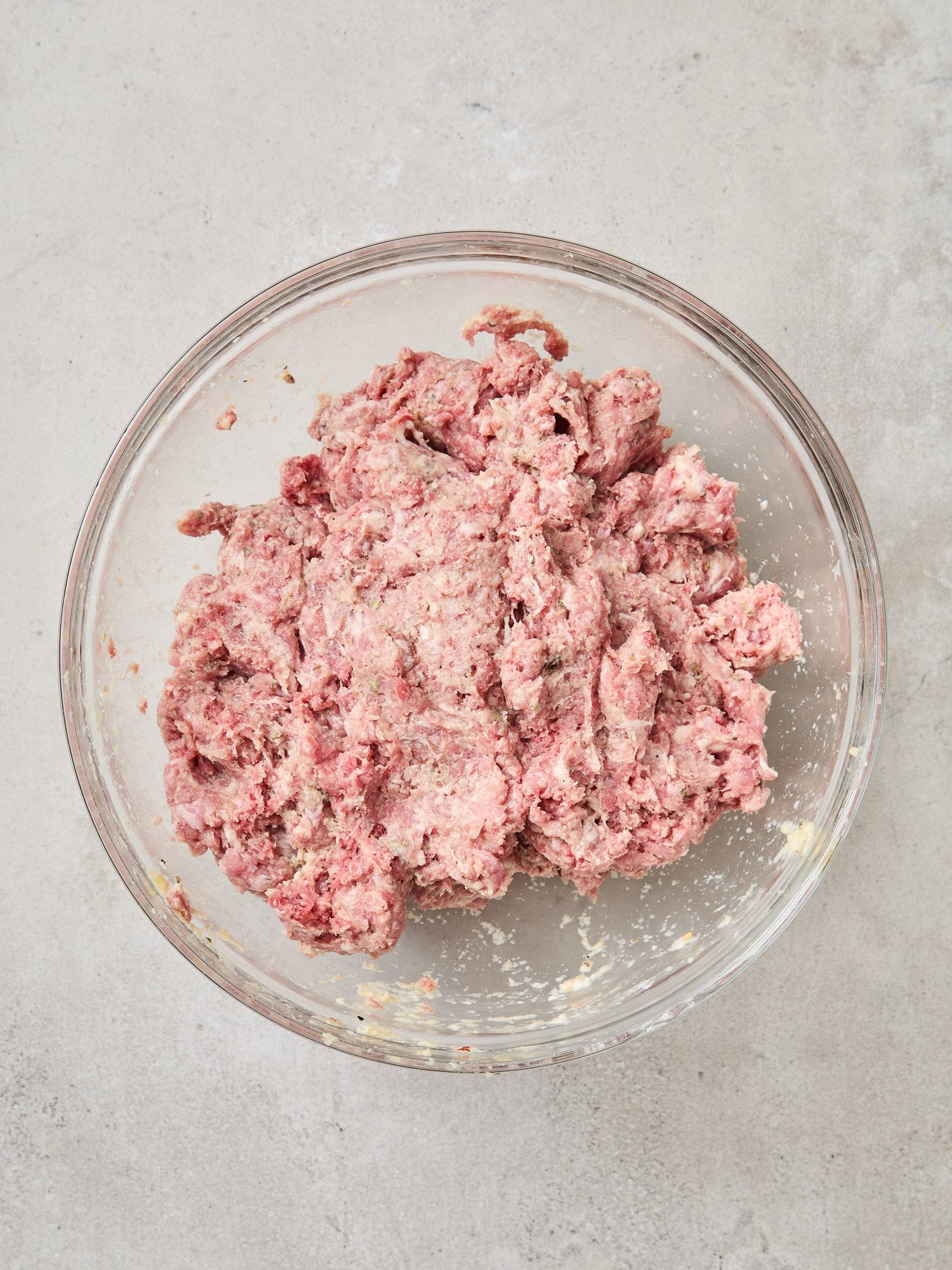 Meatball mixture in a large bowl.