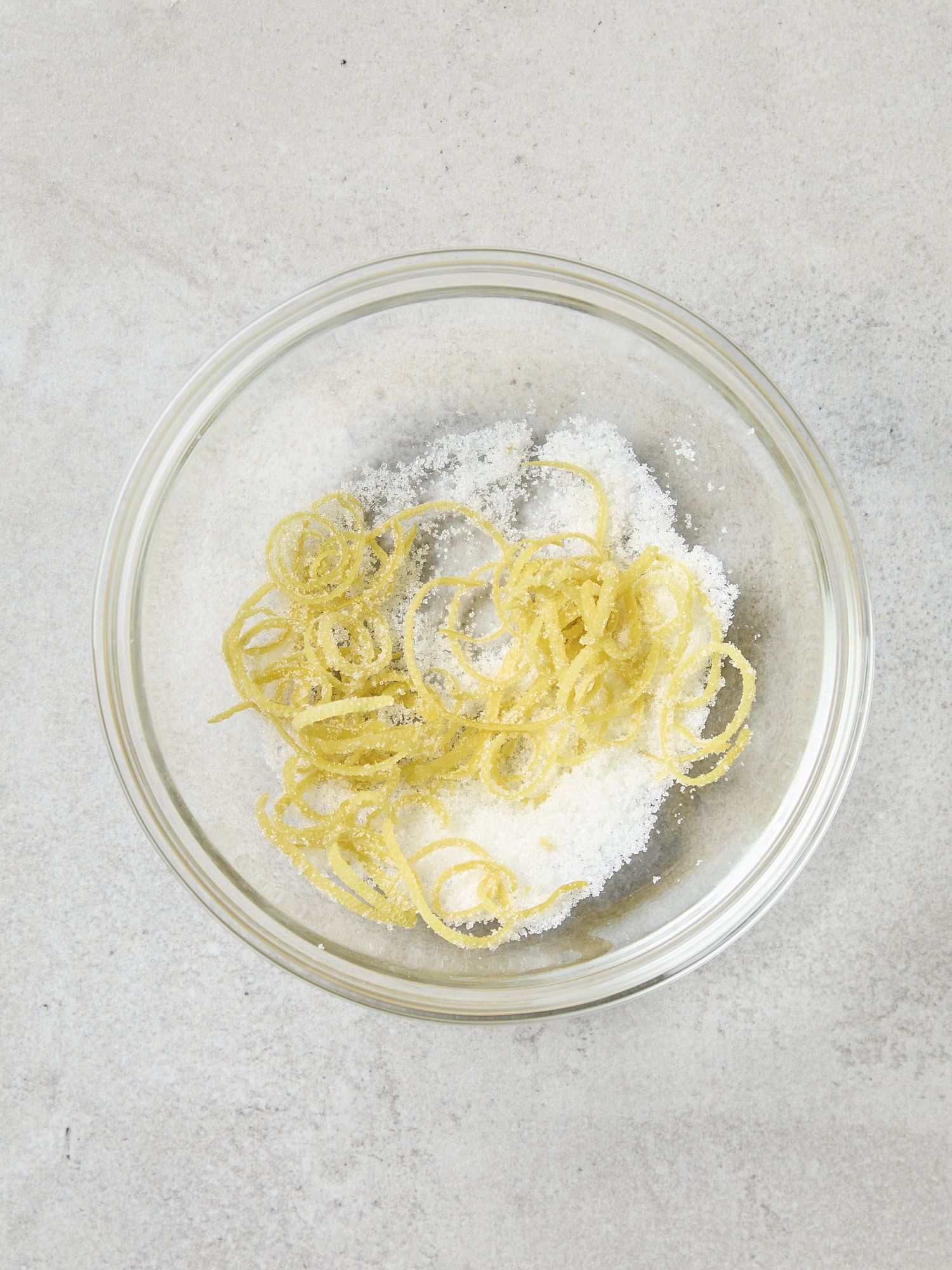 Mixture of sugar and lemon zest for cake topping.