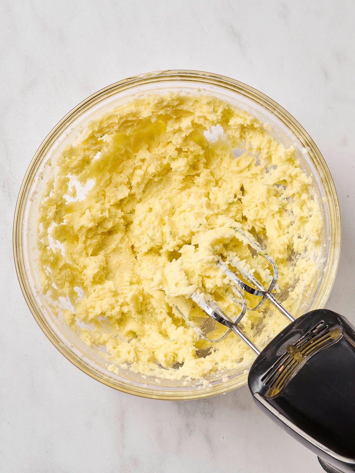 Mixing bowl with sugar cookie dough.