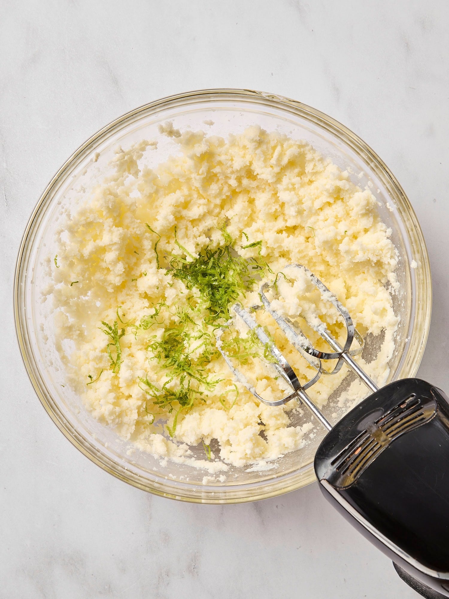 Lime zest in cookie dough.
