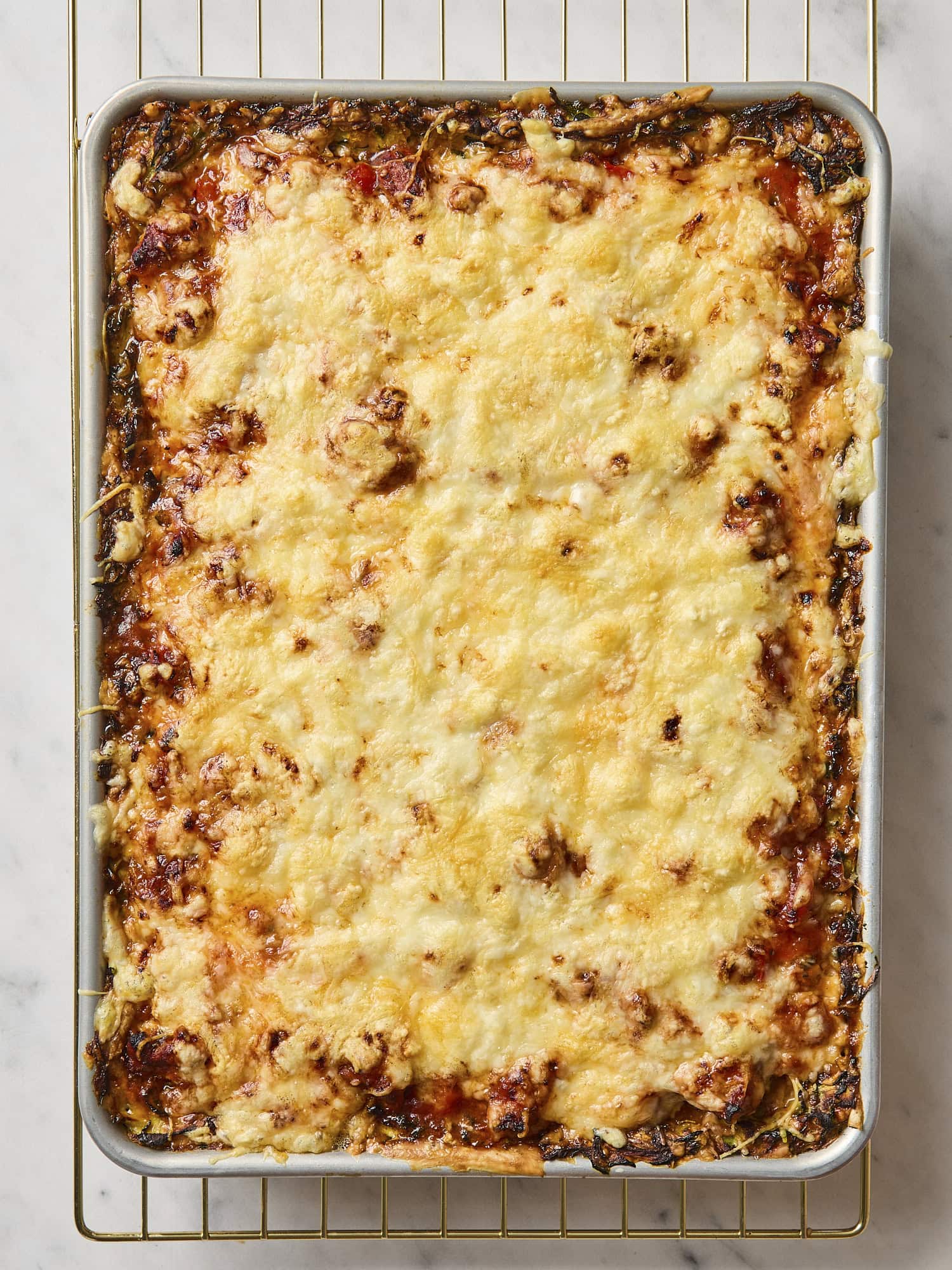 Baked zucchini pizza casserole.