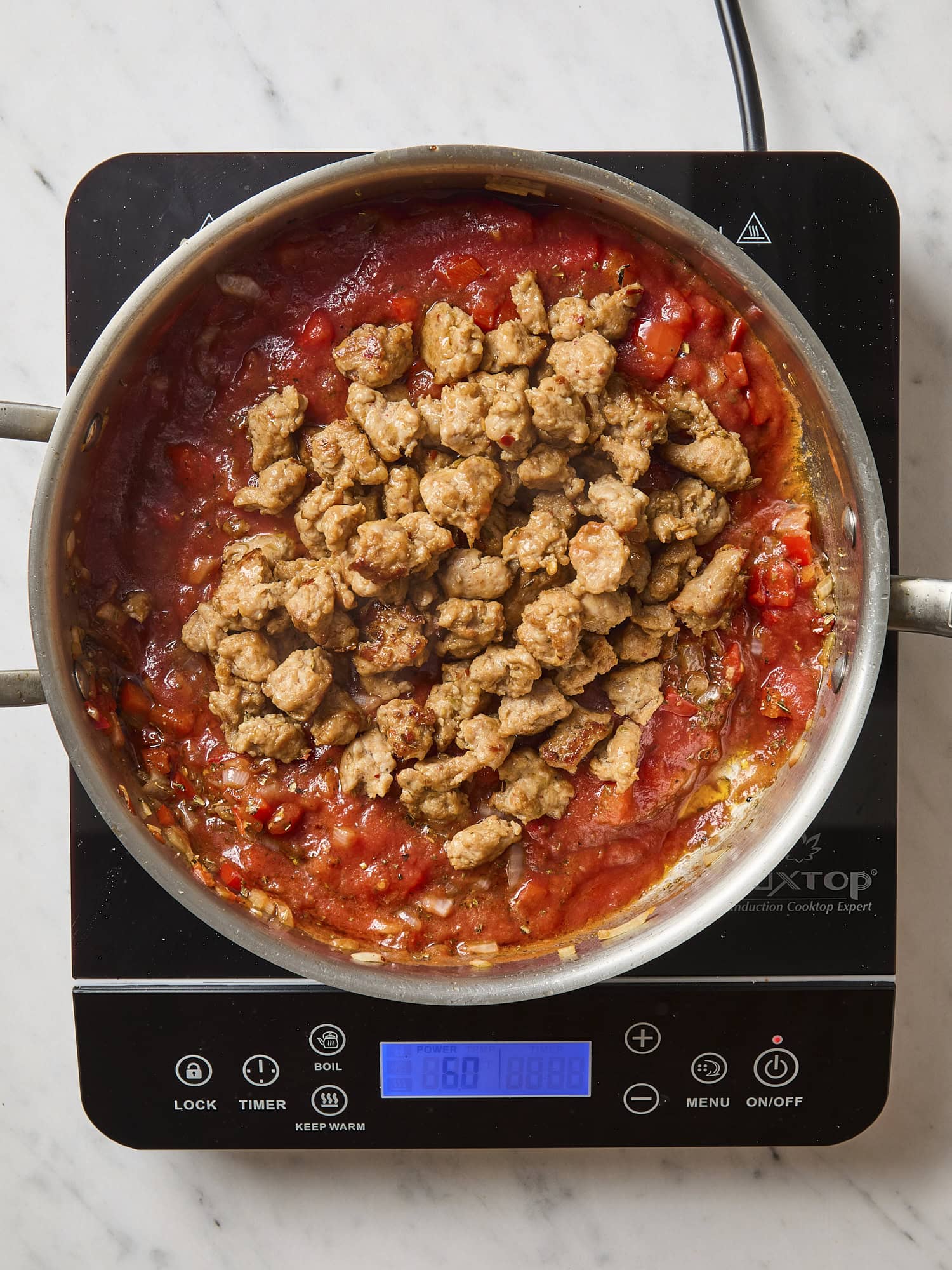 Tomato sauce added for zucchini pizza casserole sauce.