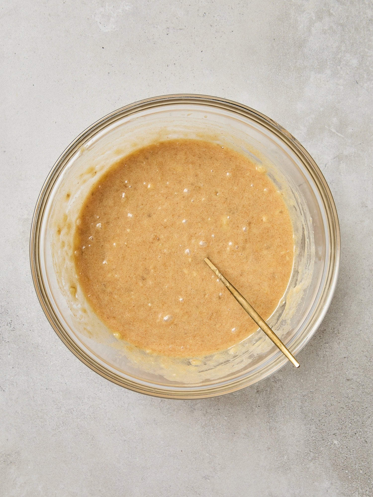 Wet ingredient batter for banana bread.