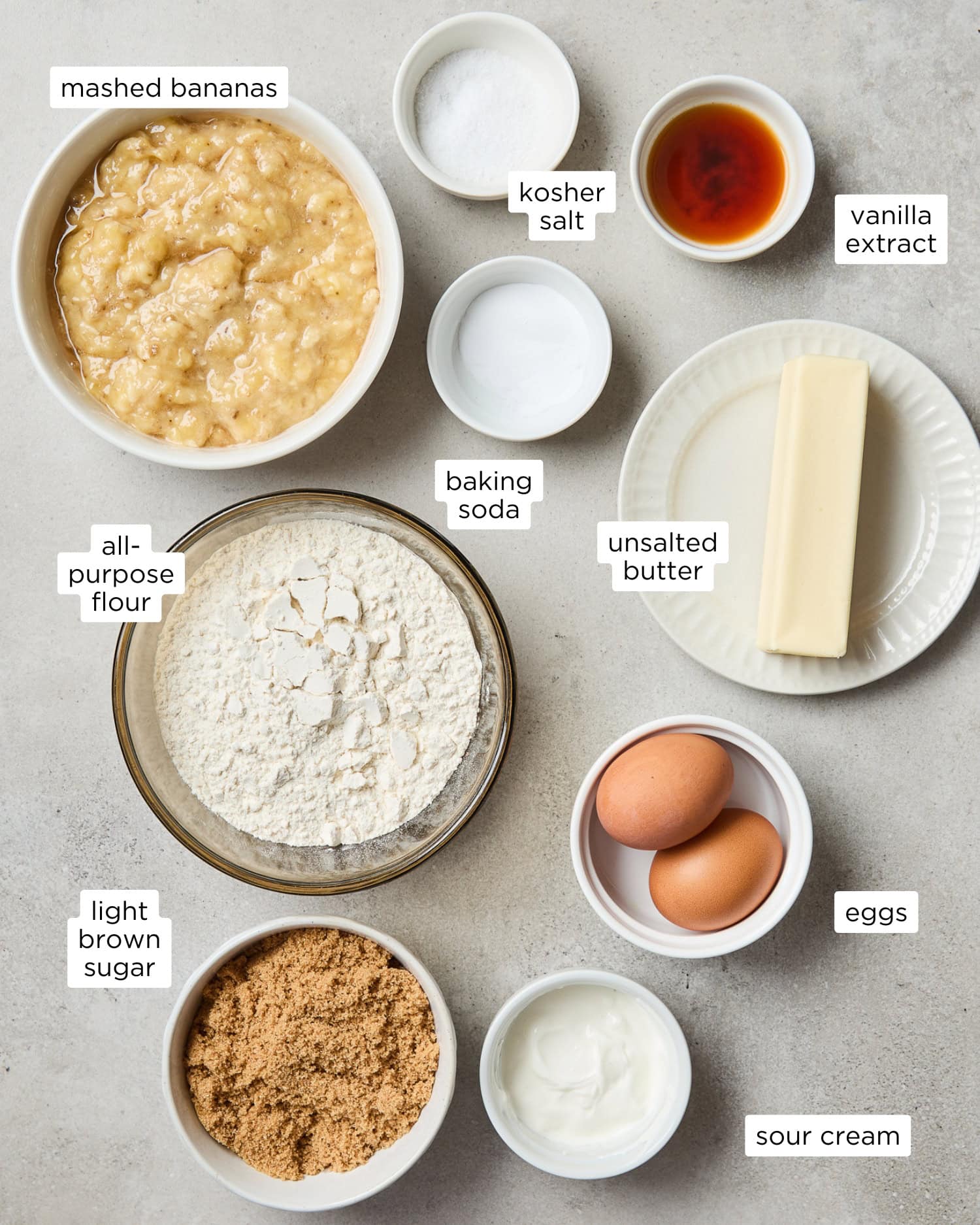 Banana bread ingredients.