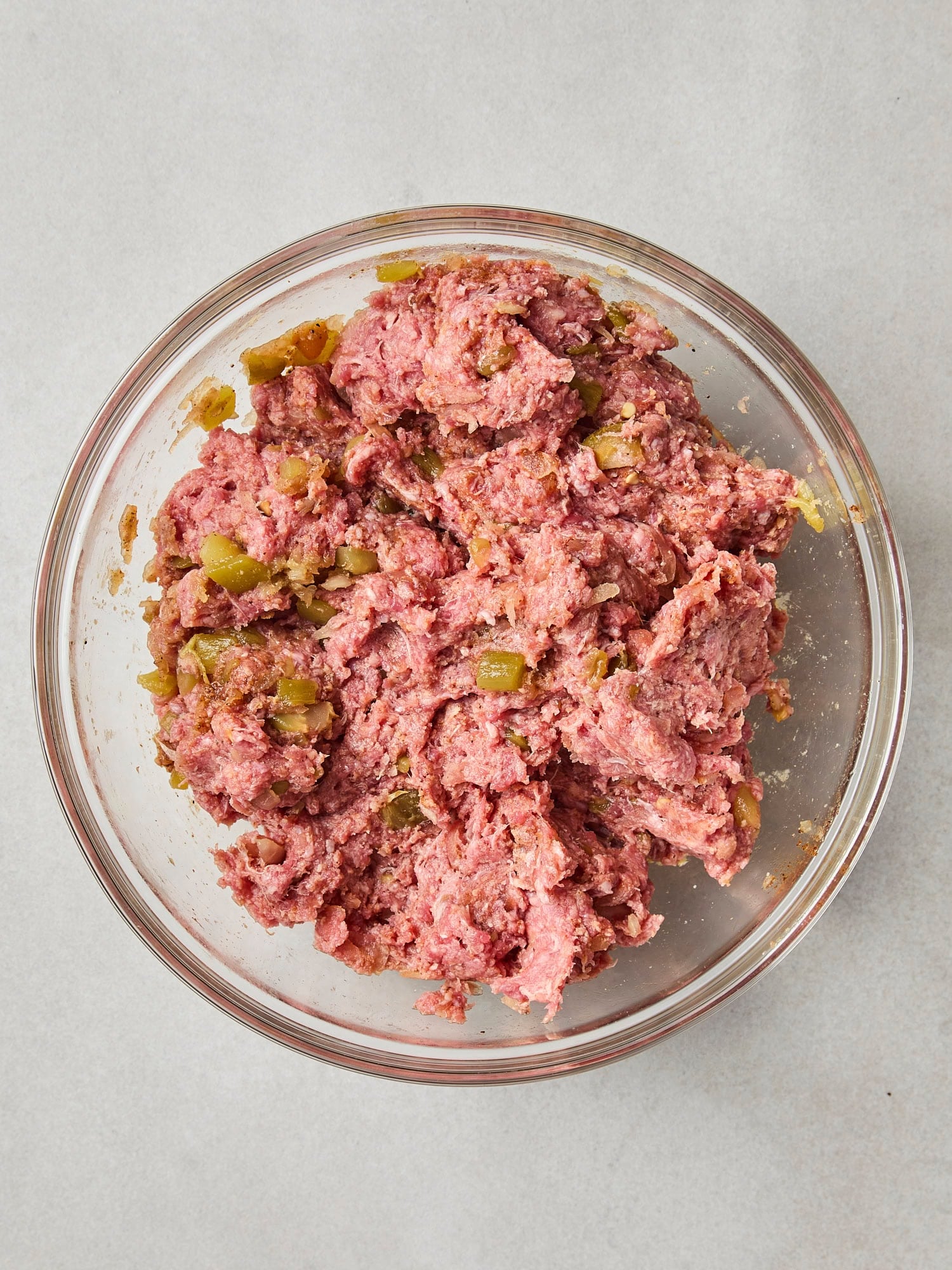 Bowl with beef mixture for tacos.