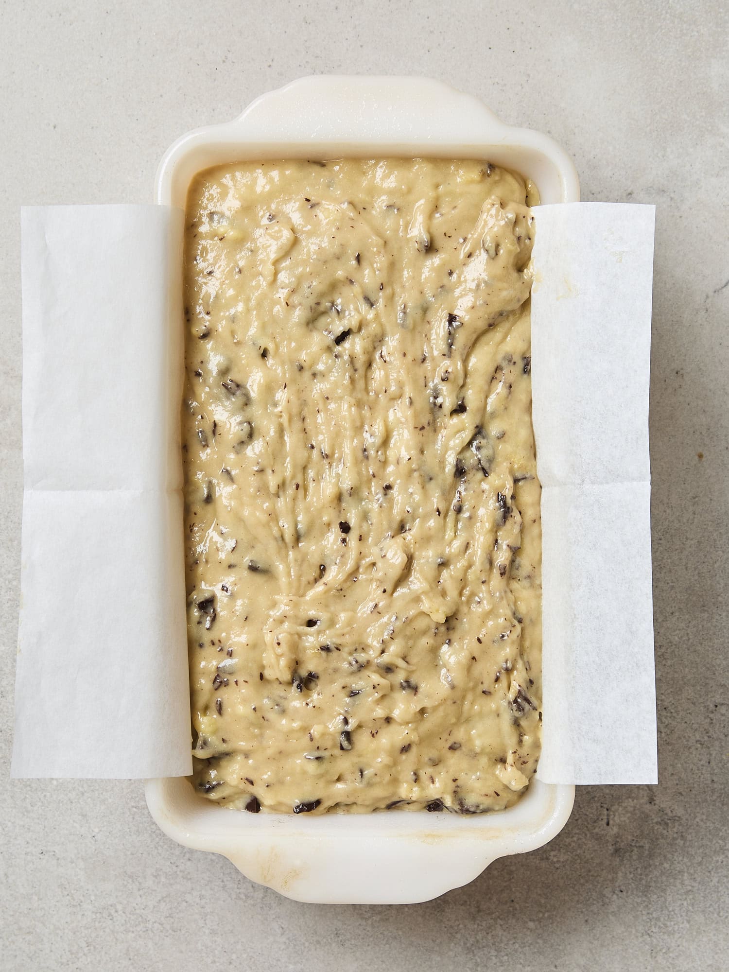 Unbaked chocolate and tahini banana bread.