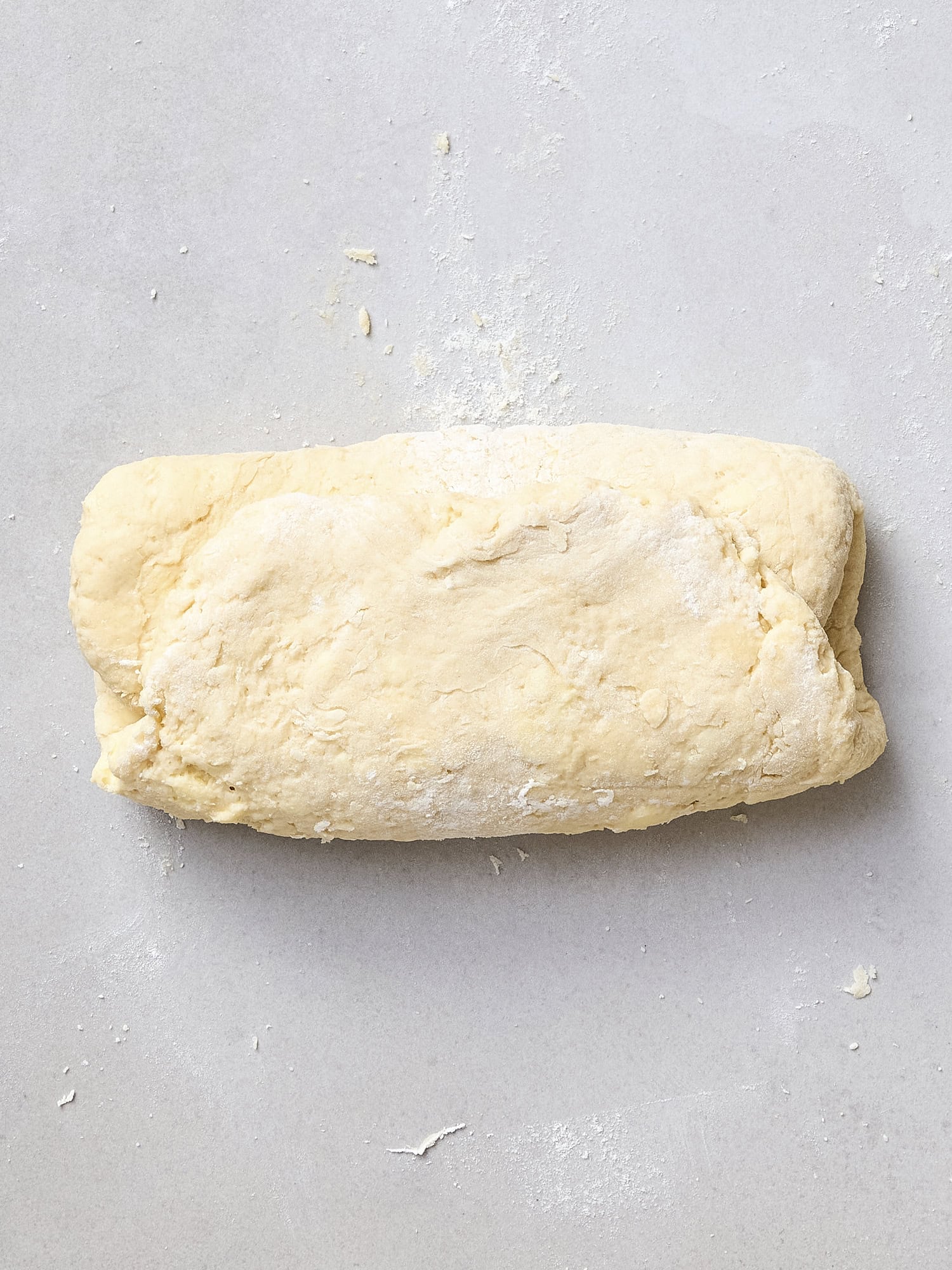 Folded dough for sweet biscuits.